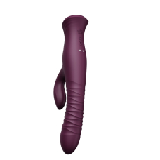 Пульсатор-кролик з вібрацією – Zalo Mose Velvet Purple – нагрівання до 42°, кристал Swarovski, рельєфний стовбур