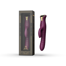 Пульсатор-кролик з вібрацією – Zalo Mose Velvet Purple – нагрівання до 42°, кристал Swarovski, рельєфний стовбур