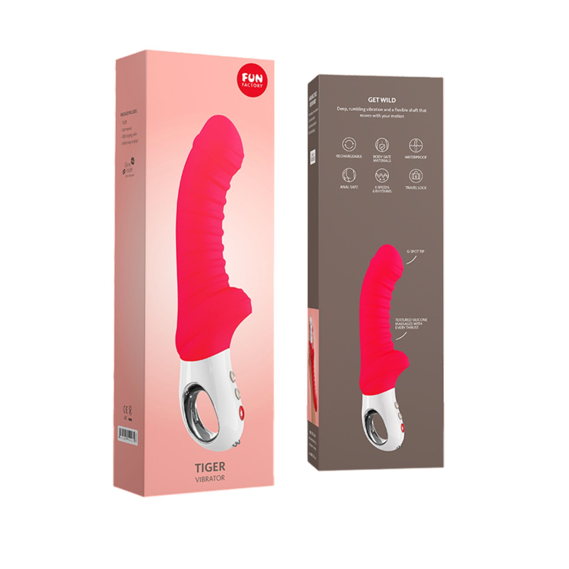 Ребристий вібратор для точки G – Fun Factory TIGER India Red – ребристий, 6 швидкостей + 6 режимів