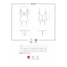 Сатиновий мереживний корсет Obsessive 810–COR–2 babydoll & thong L/XL, білий, корсет, танга