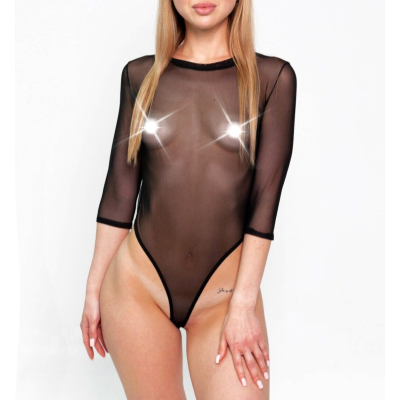 Сексуальне прозоре боді сітка з рукавами Art of Sex – Sheril чорний, L–2XL