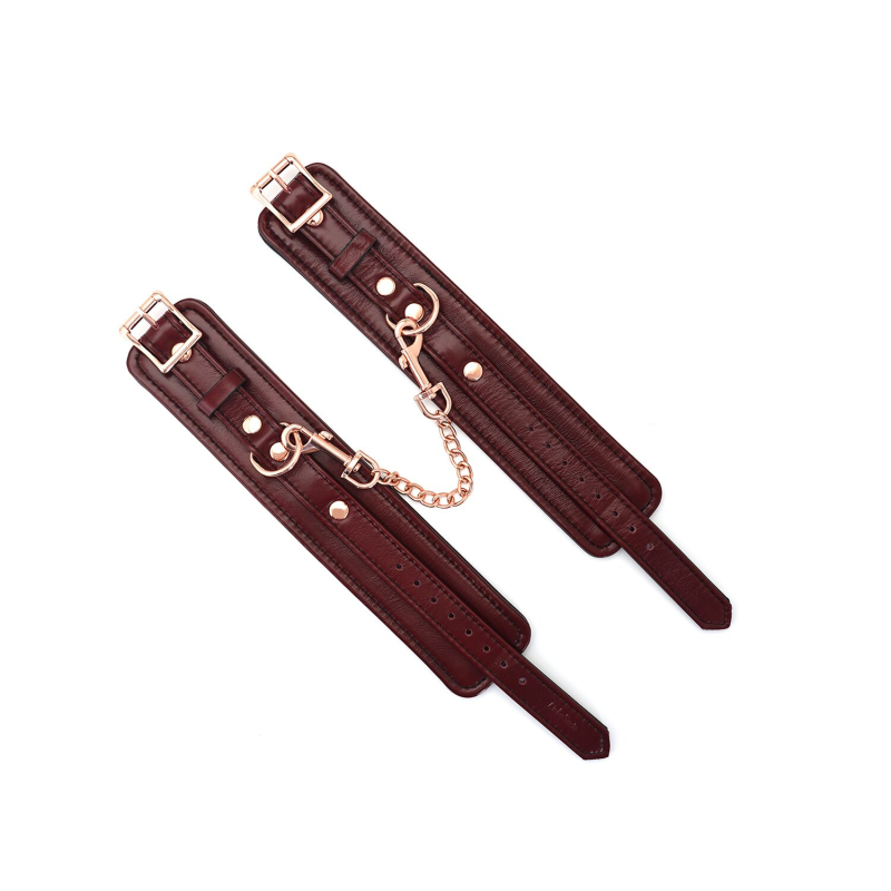 Кожаные щиколотки Liebe Seele Wine Red Ankle Cuffs, съемная цепочка-крепление