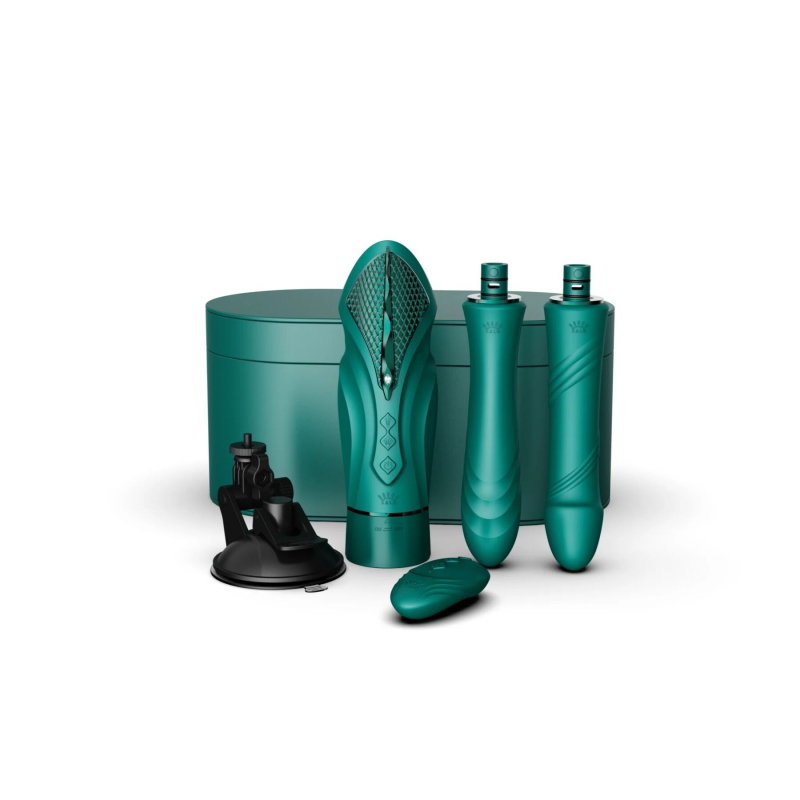 Смарт секс-машина з кристалом Swarovski – Zalo Sesh Turquoise Green – 2 насадки, керування з телефона
