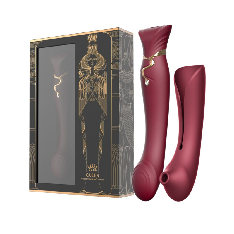 Смарт вібратор 3в1 – Zalo Queen Set Wine Red – пульсівна перлина + вакуум, кристал Swarovski, багатофункціональний
