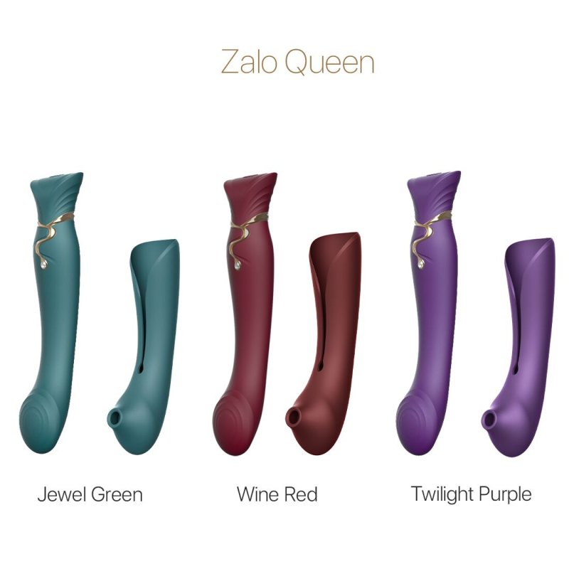Смарт вібратор 3в1 – Zalo Queen Set Wine Red – пульсівна перлина + вакуум, кристал Swarovski, багатофункціональний