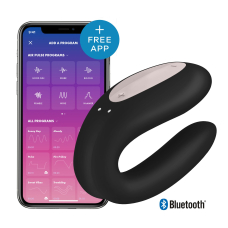 Смарт-вібратор для пар Satisfyer Double Joy Black – керування зі смартфона, додаток, дистанційний вібратор, 2 мотори