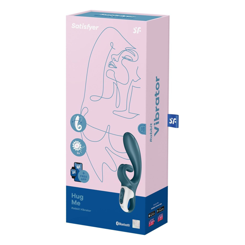 Смарт вібратор-кролик – Satisfyer Hug Me Bluegrey – 2 мотори, по 12 режимів вібрації на кожний