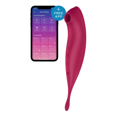 Смарт-вібратор з вакуумною стимуляцією – Satisfyer Twirling Pro+ Dark Red – двостороння конструкція