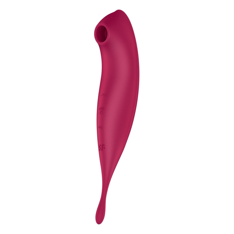 Смарт-вібратор з вакуумною стимуляцією – Satisfyer Twirling Pro+ Dark Red – двостороння конструкція
