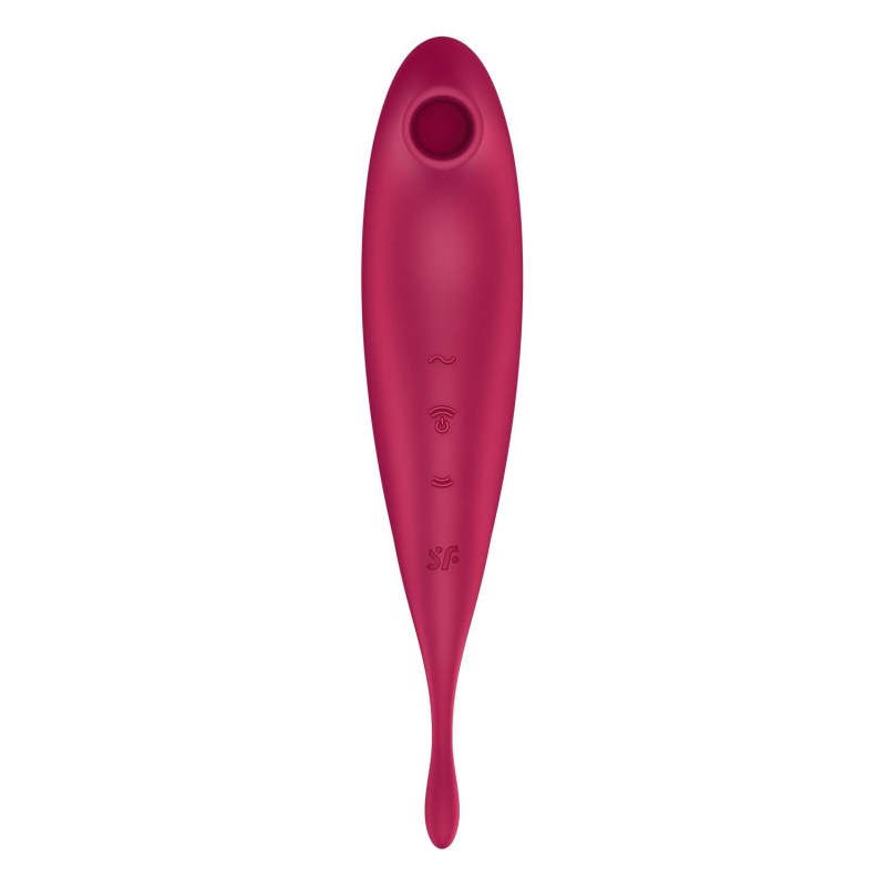 Смарт-вібратор з вакуумною стимуляцією – Satisfyer Twirling Pro+ Dark Red – двостороння конструкція