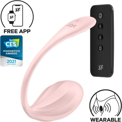 Смарт-віброяйце – Satisfyer Ribbed Petal Connect Rose – керування зі смартфона, пульт керування
