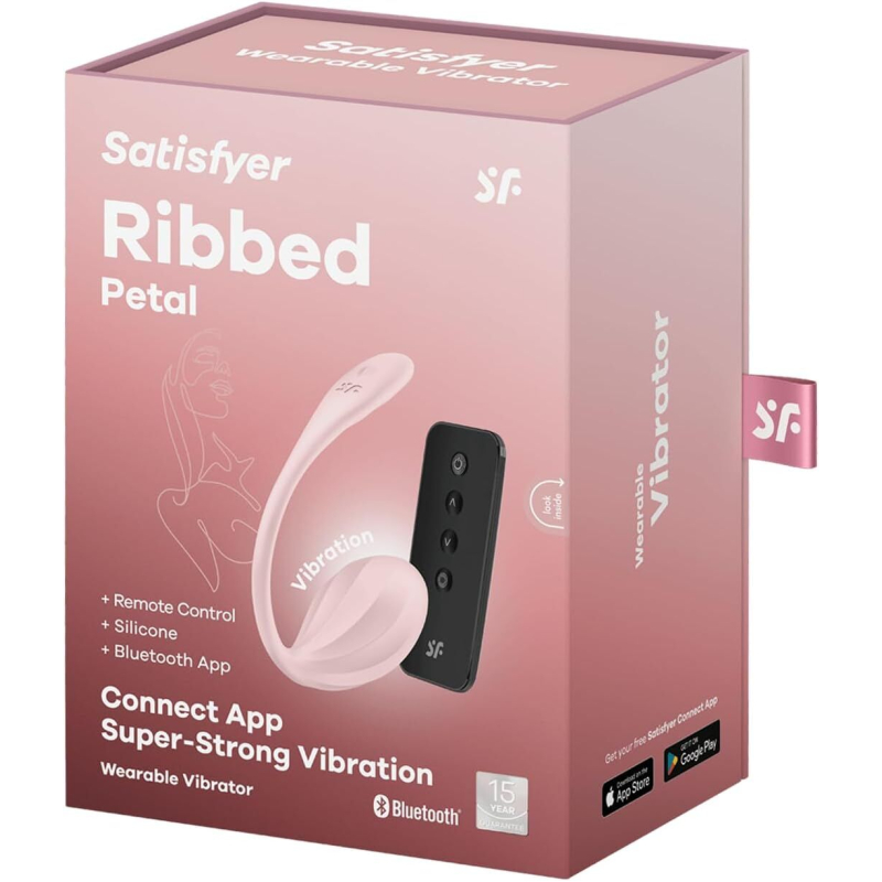 Смарт-віброяйце – Satisfyer Ribbed Petal Connect Rose – керування зі смартфона, пульт керування