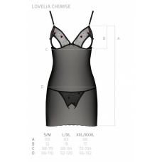Сорочка з вирізами на грудях, стрінги Passion LOVELIA CHEMISE 2XL/3XL, чорний колір
