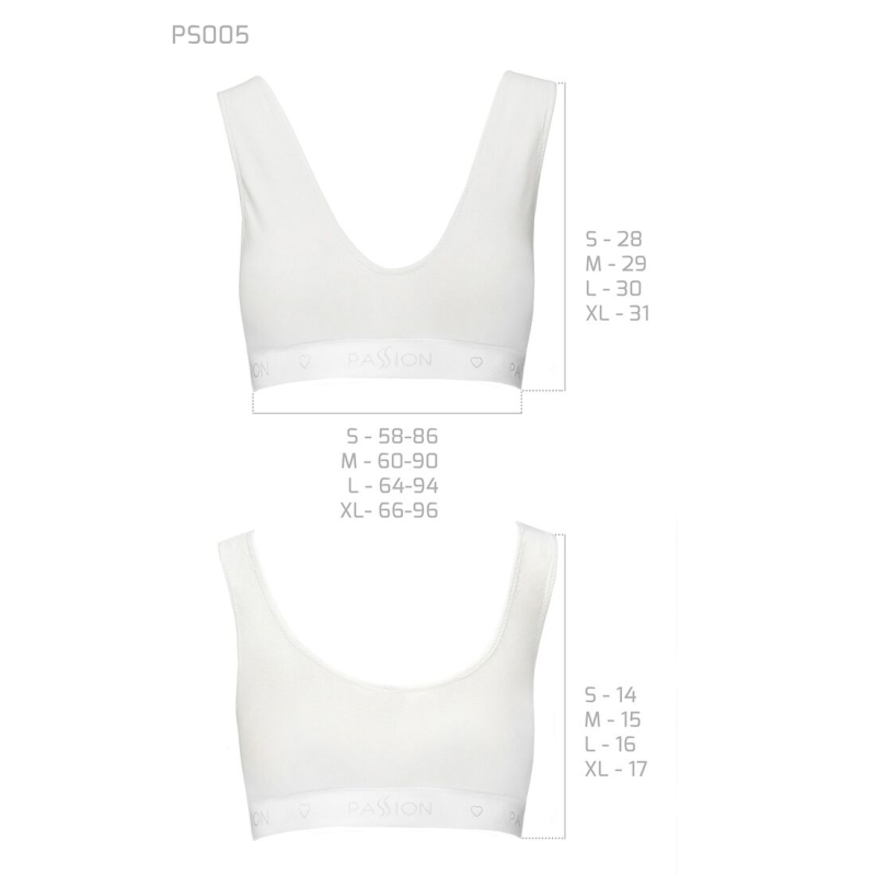 Спортивний топ з еластичної бавовни Passion PS005 TOP XL, білий