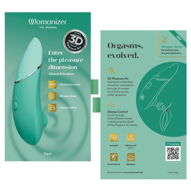 Вакуумний кліторальний стимулятор – Womanizer Next Sage, 3D Pleasure Air, 14 рівнів інтенсивності
