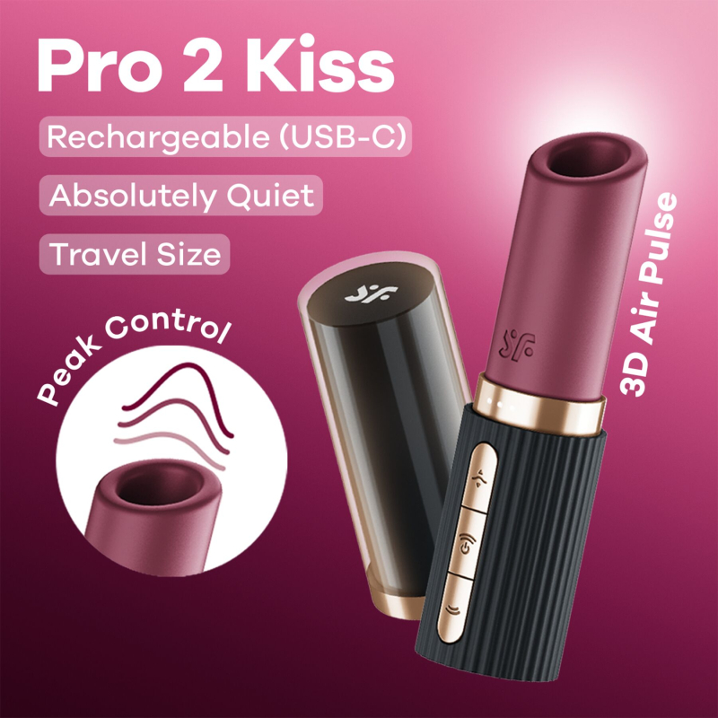 Вакуумний стимулятор – Satisfyer Pro 2 Kiss, магнітна технологія 3D Air Pulse, 30 режимів, захисна кришечка