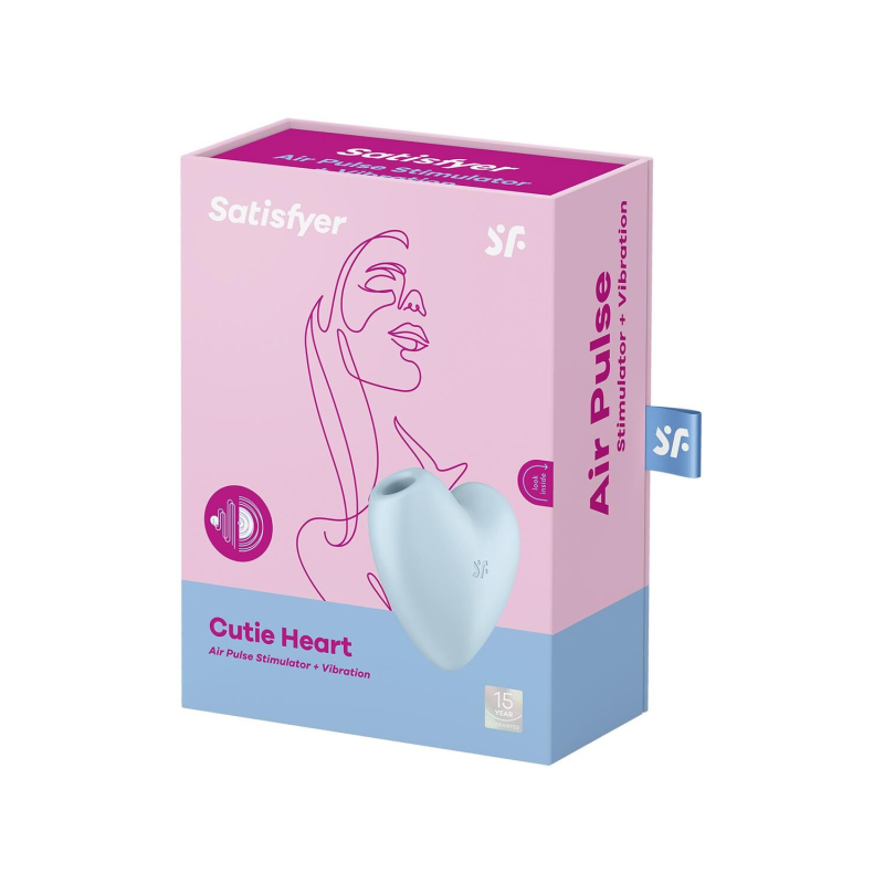 Вакуумний стимулятор-серце – Satisfyer Cutie Heart Blue з вібрацією – 11 режимів вакууму, 12 вібро-режимів