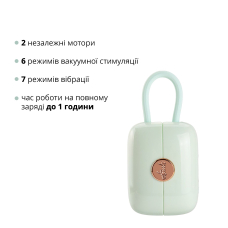 Вакуумний стимулятор + віброяйце у кейсі – Otouch Louis Vibrate Teal – 7 віброрежимів та 6 вакуумних