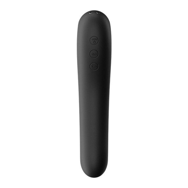 Вакуумний стимулятор з вібрацією – Satisfyer Dual Kiss Black – 10 вібро-режимів, 11 вакуумних режимів