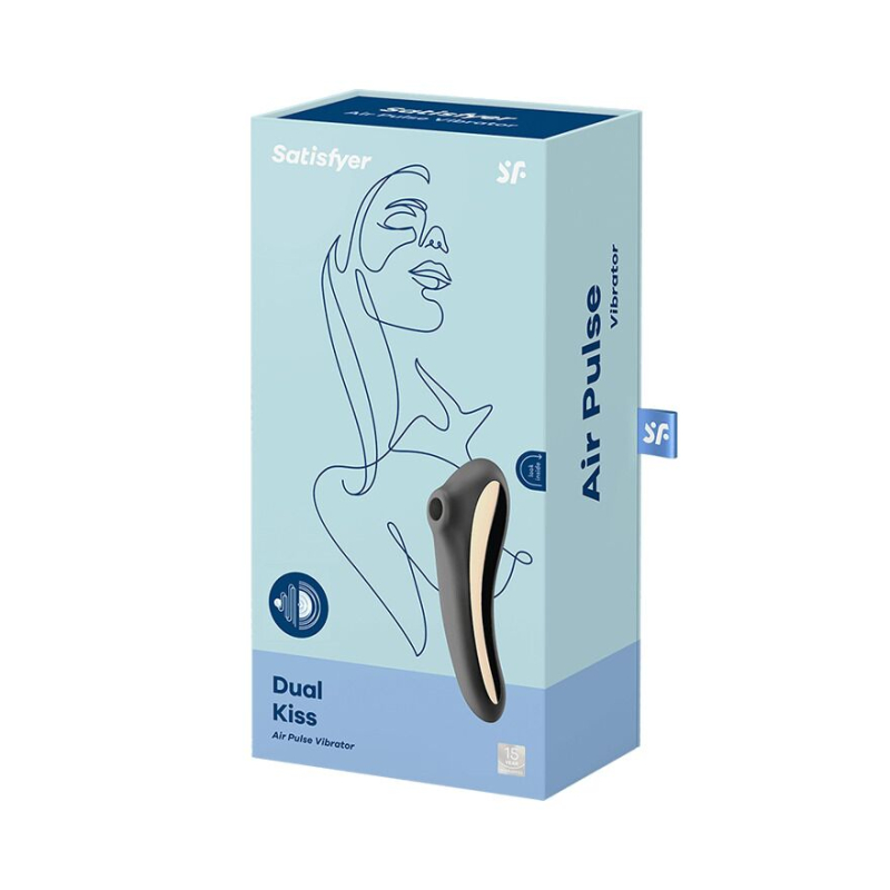 Вакуумний стимулятор з вібрацією – Satisfyer Dual Kiss Black – 10 вібро-режимів, 11 вакуумних режимів