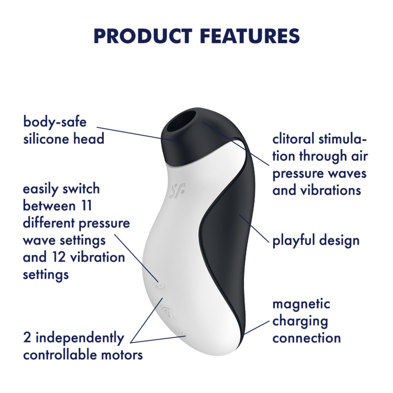 Вакуумний стимулятор з вібрацією – Satisfyer Orca – 11 рівнів інтенсивності, 2 режими вібрації