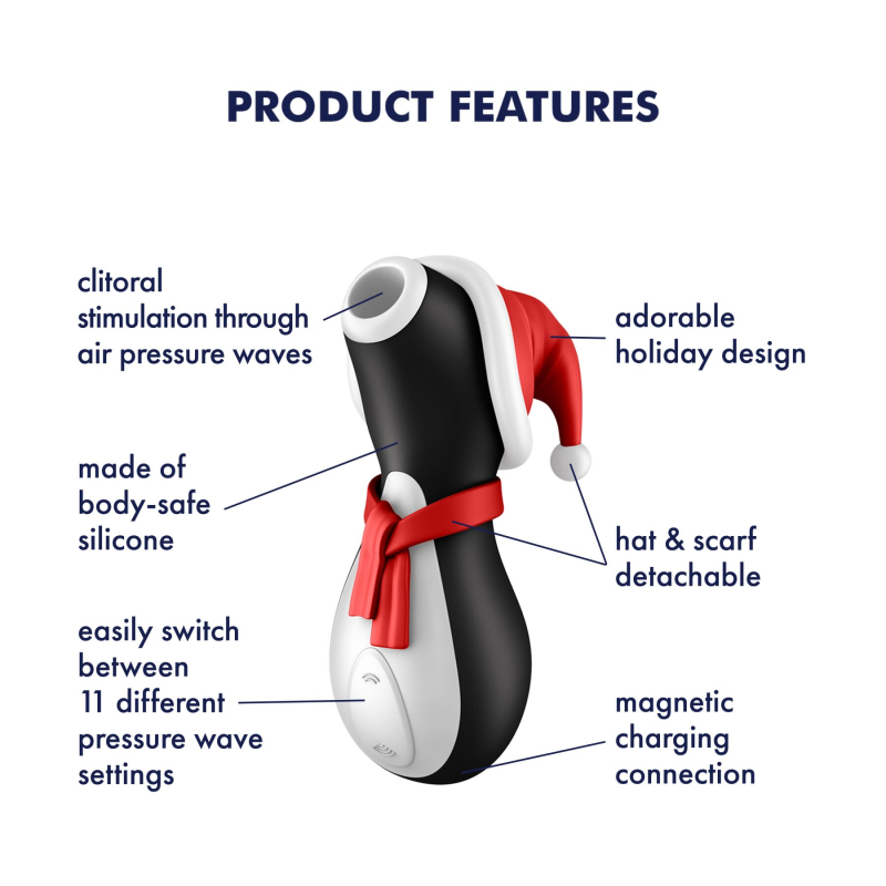 Вакуумный вибратор пингвинчик – Satisfyer Penguin Holiday Edition – 11 режимов работы