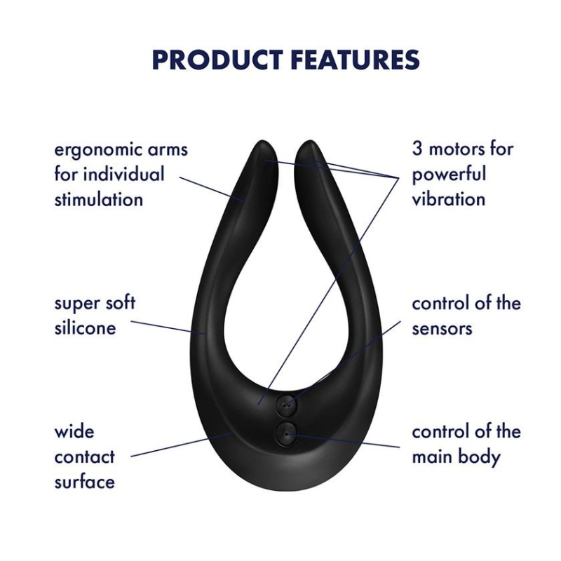 Вибратор для пар Satisfyer Endless Joy Black – многофункциональный, с 3 моторами и 100 вибрационных комбинаций