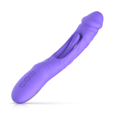 Вібратор для точки G - Good Vibes Only Flax Vibrating Dildo with G-Spot, фіолетового кольору