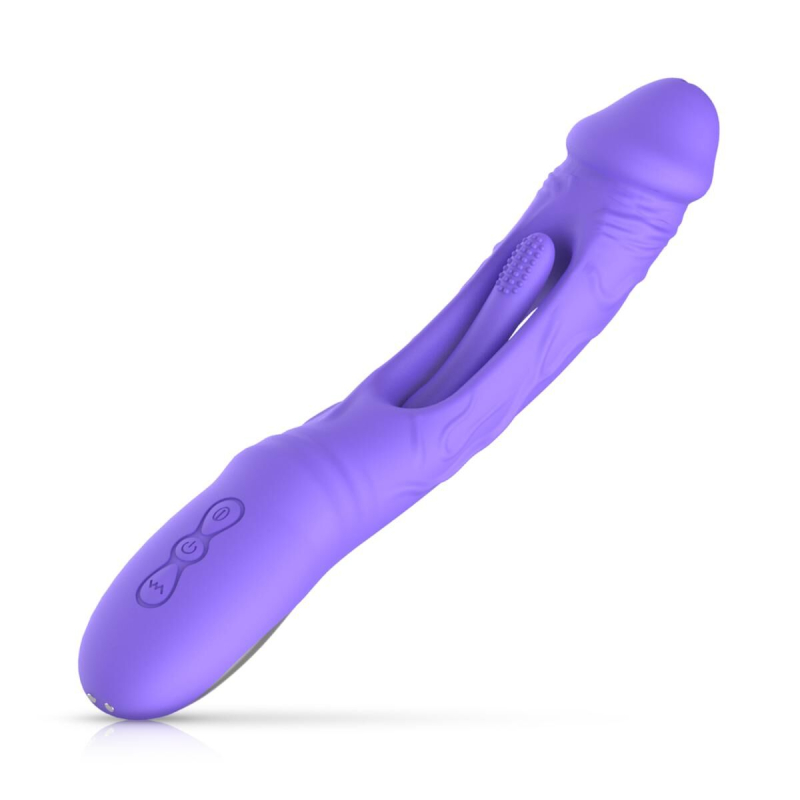 Вібратор для точки G - Good Vibes Only Flax Vibrating Dildo with G-Spot, фіолетового кольору