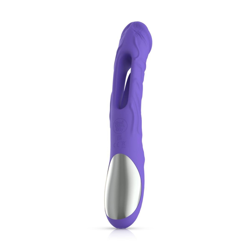 Вібратор для точки G - Good Vibes Only Flax Vibrating Dildo with G-Spot, фіолетового кольору