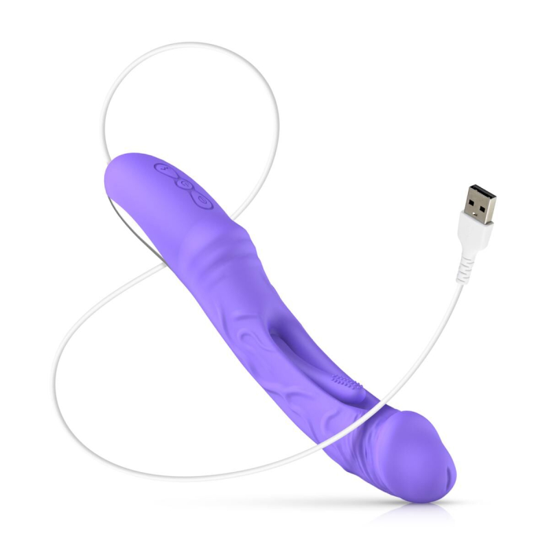 Вібратор для точки G - Good Vibes Only Flax Vibrating Dildo with G-Spot, фіолетового кольору