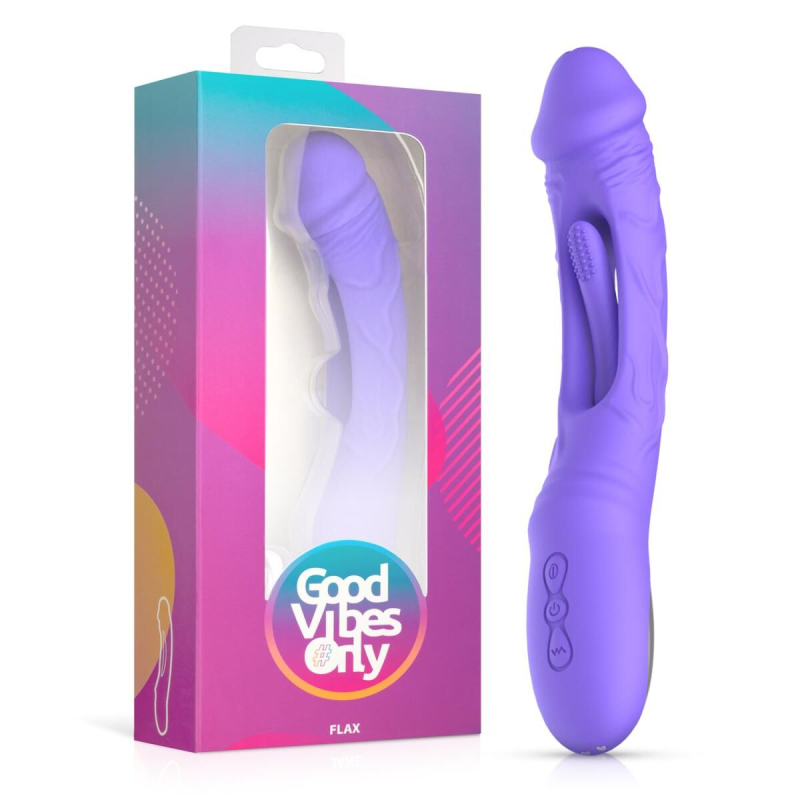 Вібратор для точки G - Good Vibes Only Flax Vibrating Dildo with G-Spot, фіолетового кольору