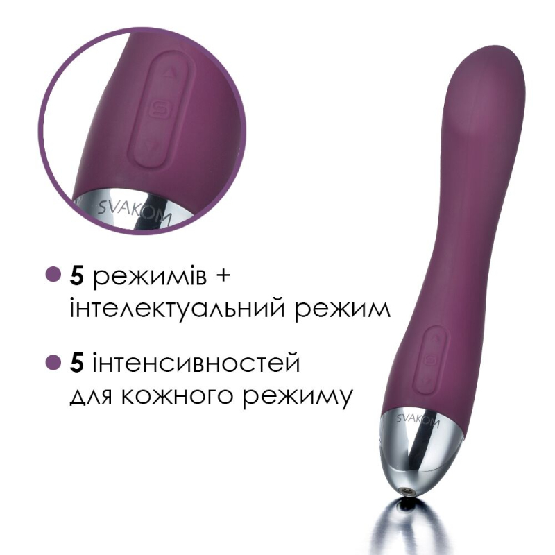 Вібратор для точки G – Svakom Amy Violet – з інтелектуальним режимом, 5 режимів вібрації, тихий потужний мотор