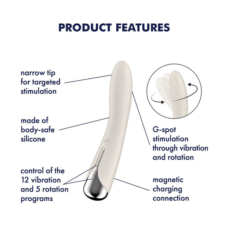 Вібратор для точки G з обертанням стовбура – Satisfyer Spinning Vibe 1 Beige – 2 мотори