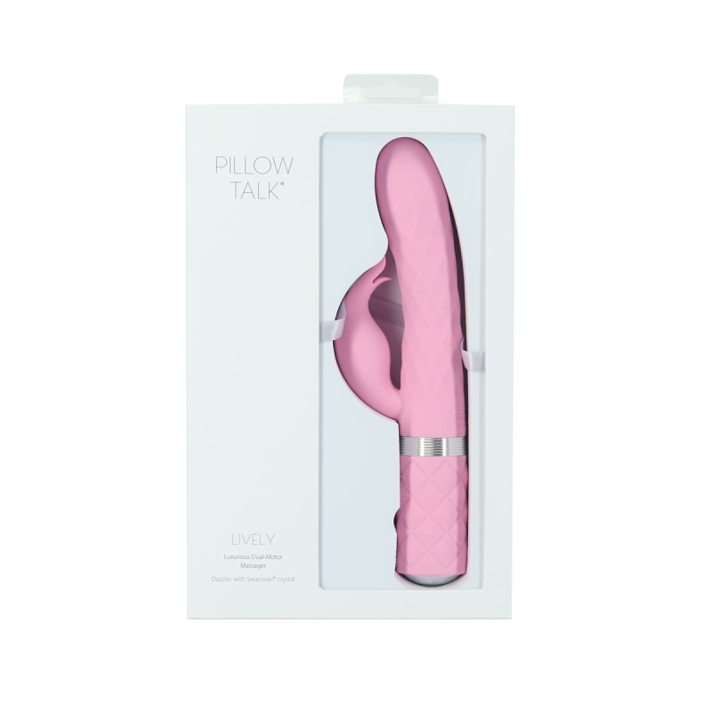Вібратор-кролик з обертами та вібрацією – Pillow Talk Lively Pink – кристал Swarovski, подвійний мотор
