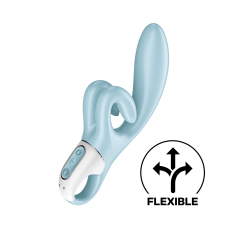 Вібратор-кролик з подвійним відростком – Satisfyer Touch Me Blue – гнучкий стовбур, 3 мотори, 12 режимів
