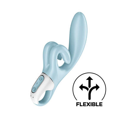 Вібратор-кролик з подвійним відростком – Satisfyer Touch Me Blue – гнучкий стовбур, 3 мотори, 12 режимів