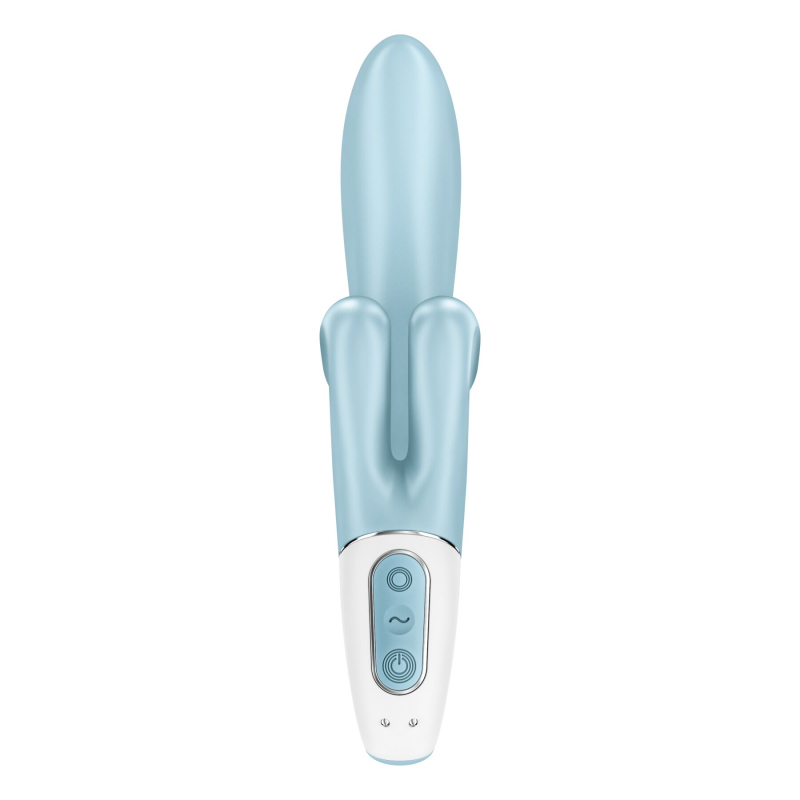 Вібратор-кролик з подвійним відростком – Satisfyer Touch Me Blue – гнучкий стовбур, 3 мотори, 12 режимів
