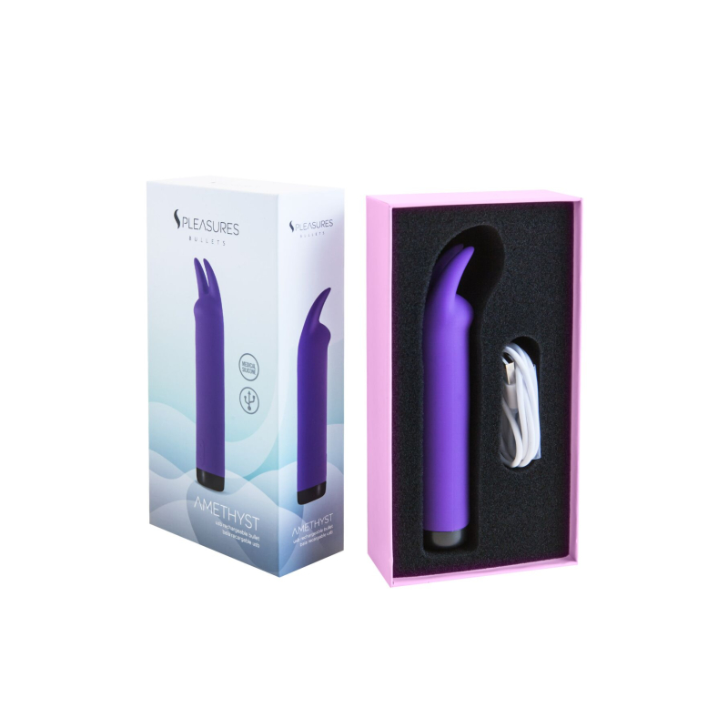 Вібратор – S Pleasures Bullets Amethyst з двома відростками, 10 вібраційних режимів