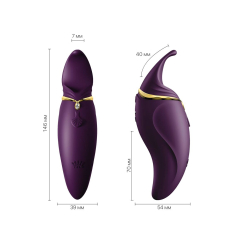 Вібратор-язичок 2в1 – Zalo Hero Twilight Purple – кристал Swarovski, 6 вібро-режимів + 6 хвильових пульсацій