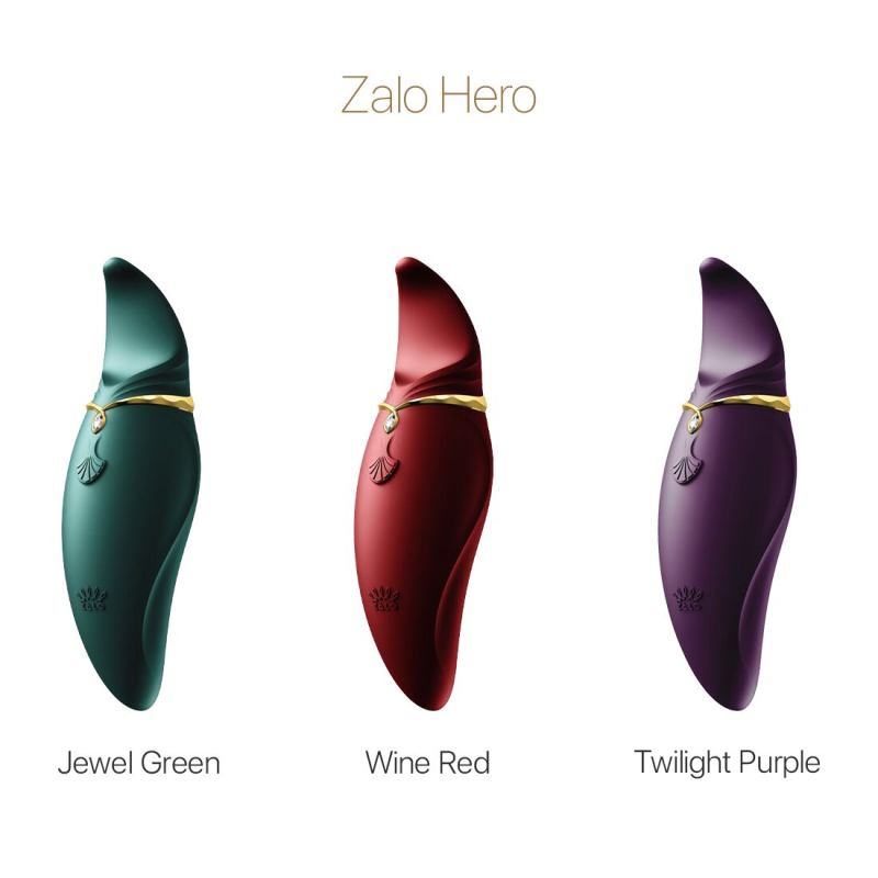 Вібратор-язичок 2в1 – Zalo Hero Twilight Purple – кристал Swarovski, 6 вібро-режимів + 6 хвильових пульсацій