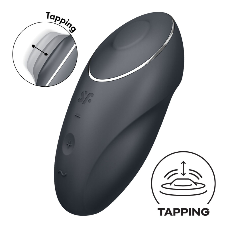 Вибростимулятор-пульсатор – Satisfyer Tap & Climax 1 Grey – 11 виброрежимов + пульсации