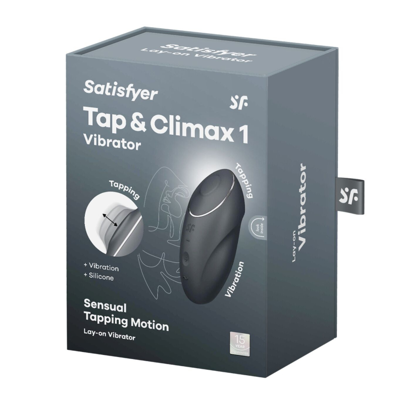 Вибростимулятор-пульсатор – Satisfyer Tap & Climax 1 Grey – 11 виброрежимов + пульсации
