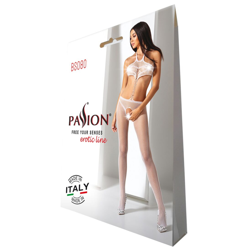 Відкритий бодістокінг Passion BS080 білий