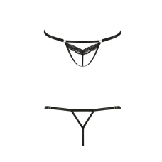 Відверті трусики–стрепи з мереживом Passion Exclusive SOLON THONG 2XL/3XL, чорний колір