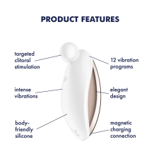 Внешний стимулятор – Satisfyer Spot On 2 White – гибкий отросток, 12 уникальных режимов