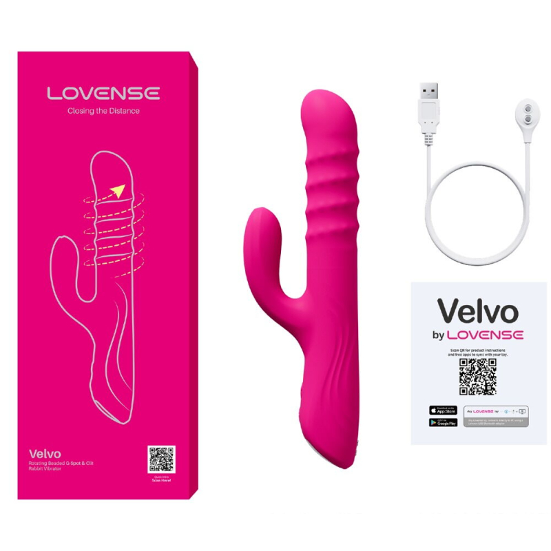 Смарт Rabbit-вібратор Lovense Velvo з масажними кульками, обертальним стимулятором точки G та керуванням через додаток